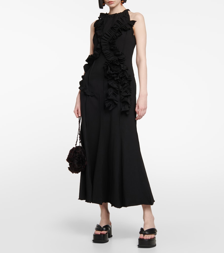 Ruffle-trimmed cotton jersey maxi dress