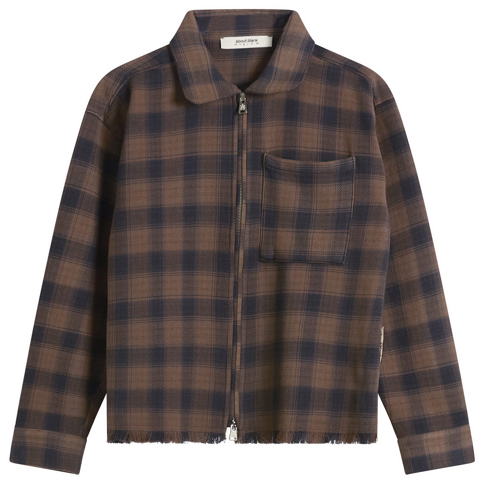 Men's Plaid Zipped Overshirt in Brown