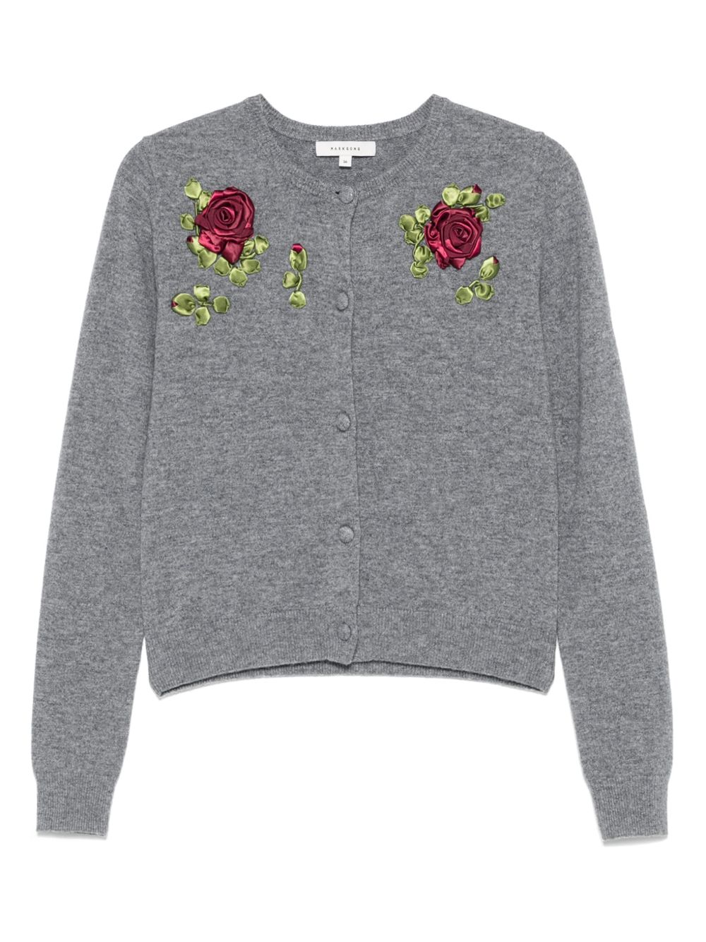 Floral-appliqué cardigan - Grey
