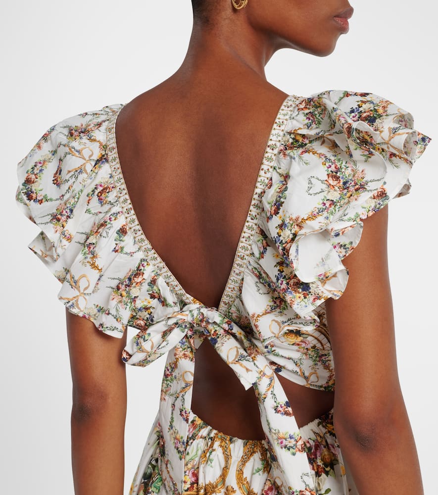 Floral ruffled cotton maxi dress