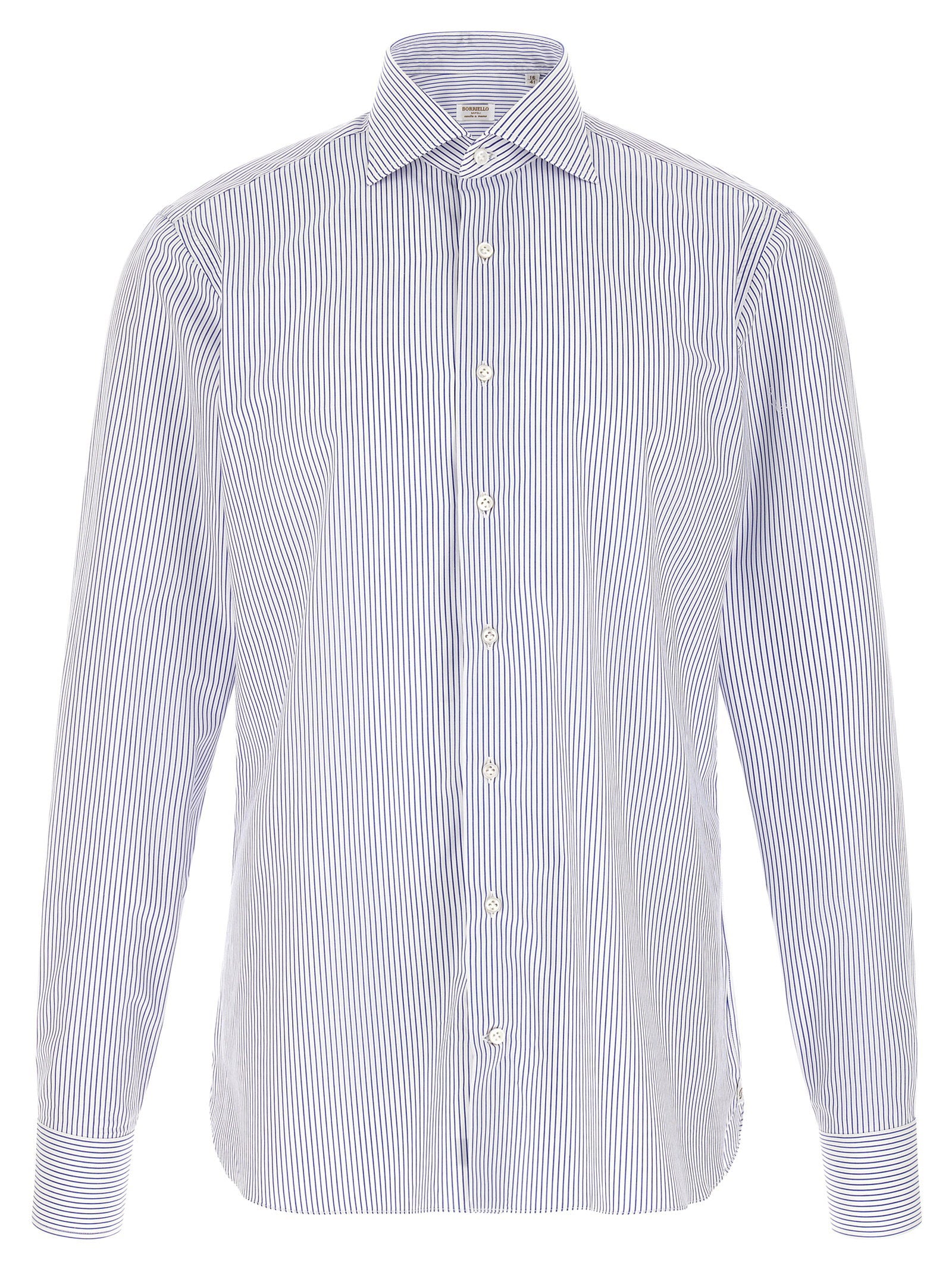 Striped Cotton Poplin Shirt — Blue
