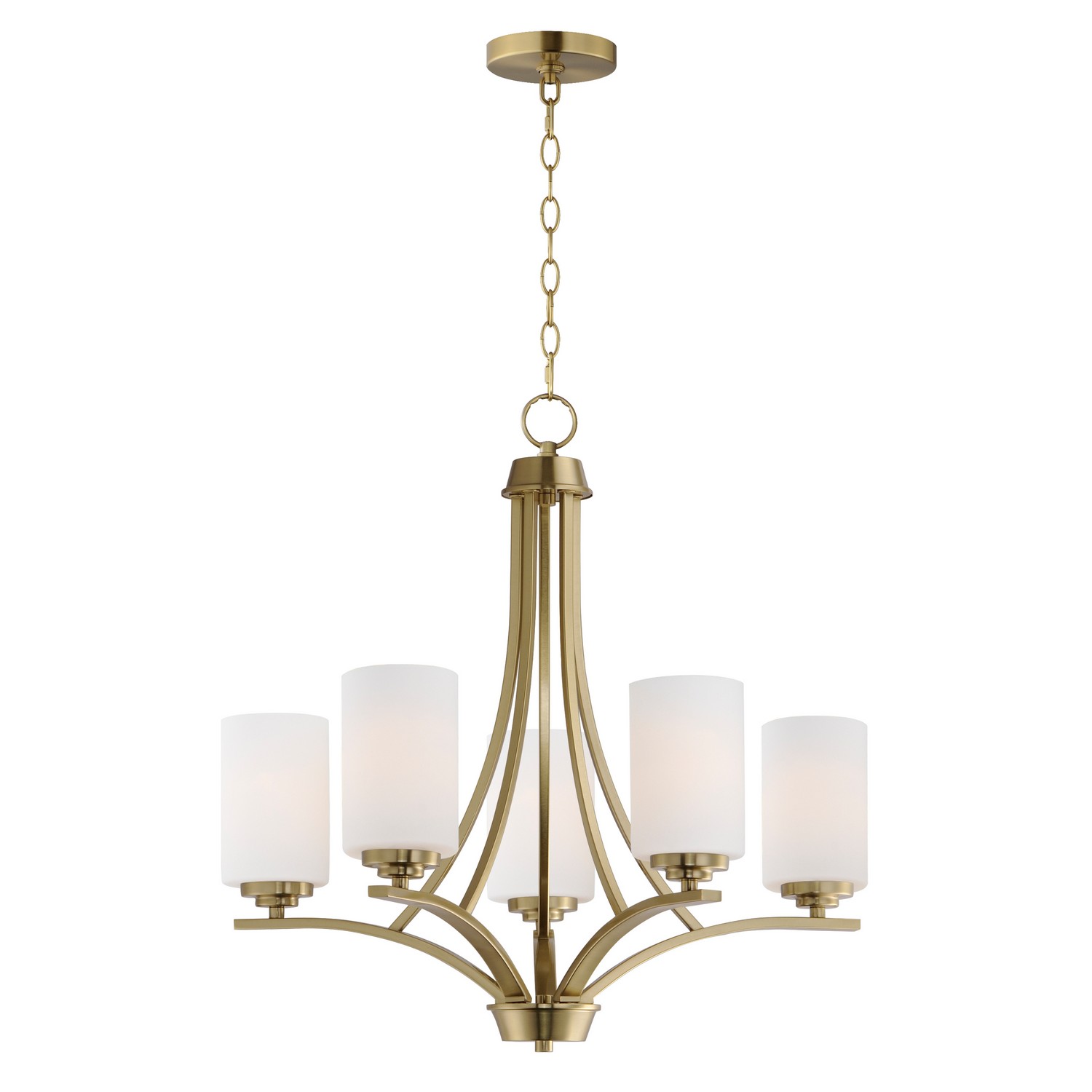 Satin Brass Five Light Chandelier from the Deven Collection