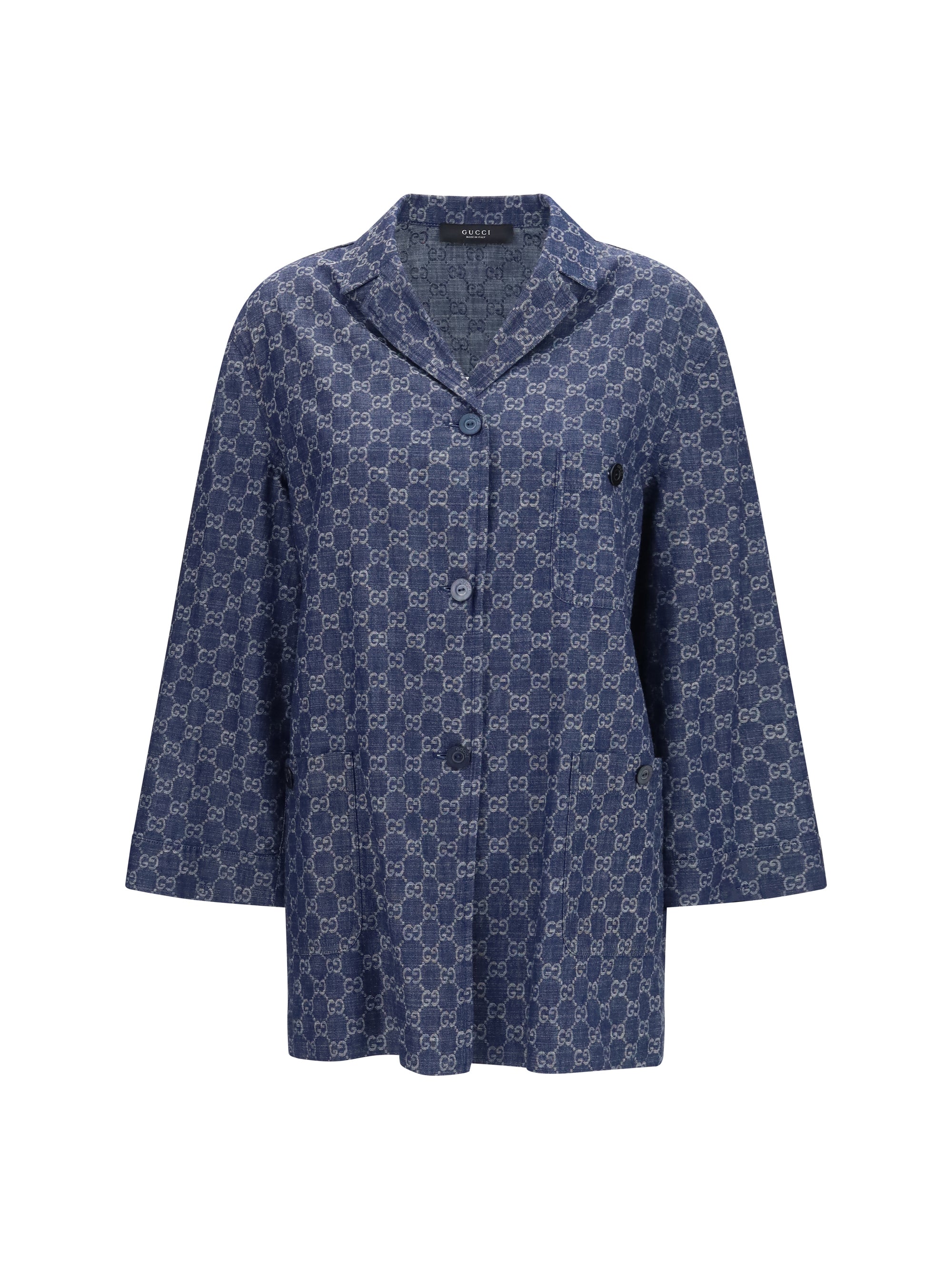 GG Jacquard Cotton Jacket — Blue