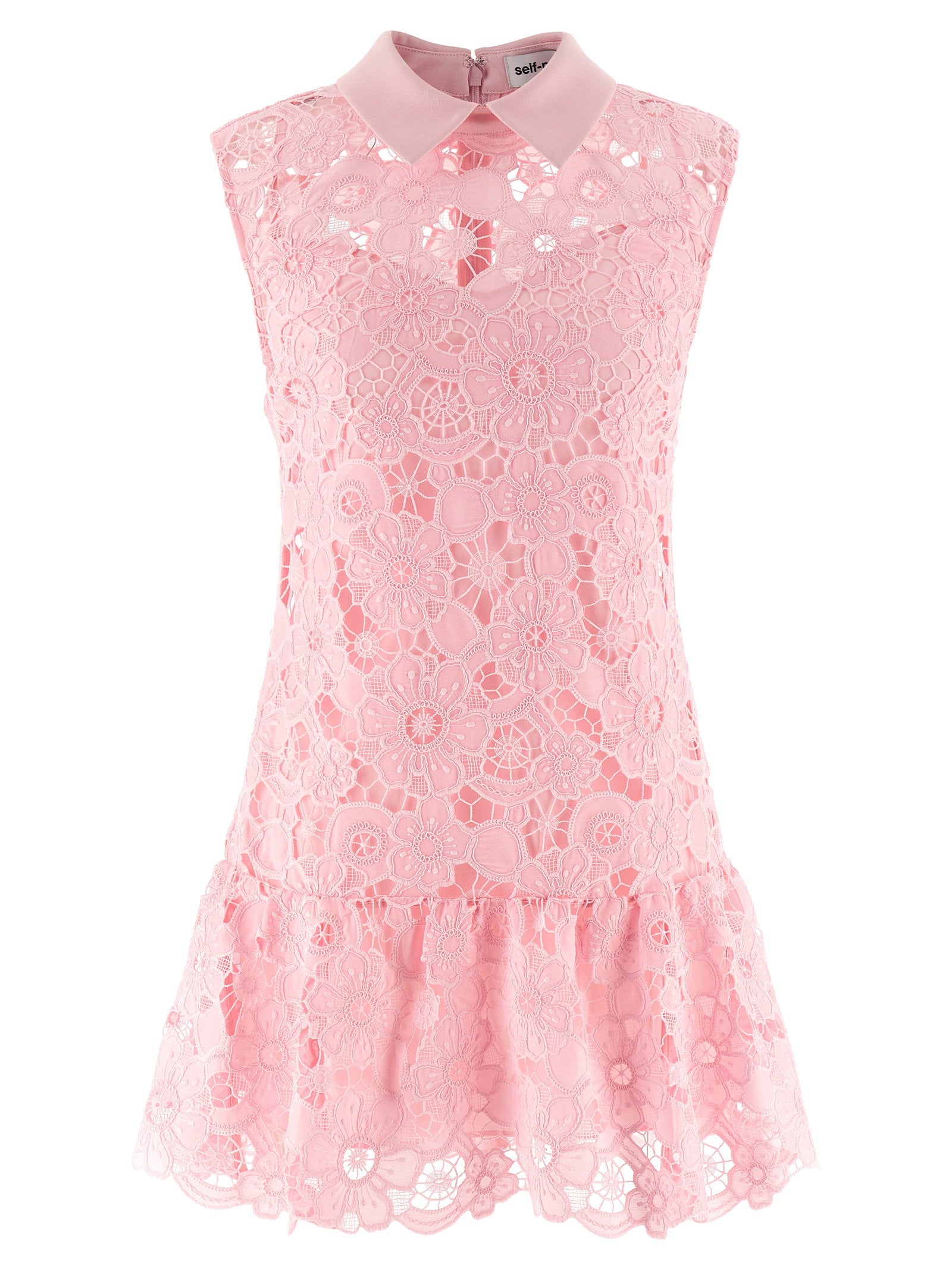 Pink Lace Collared Dress