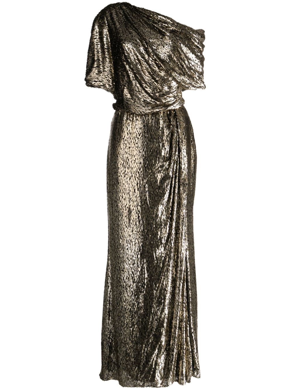 One-shoulder lamé-effect dress - Black