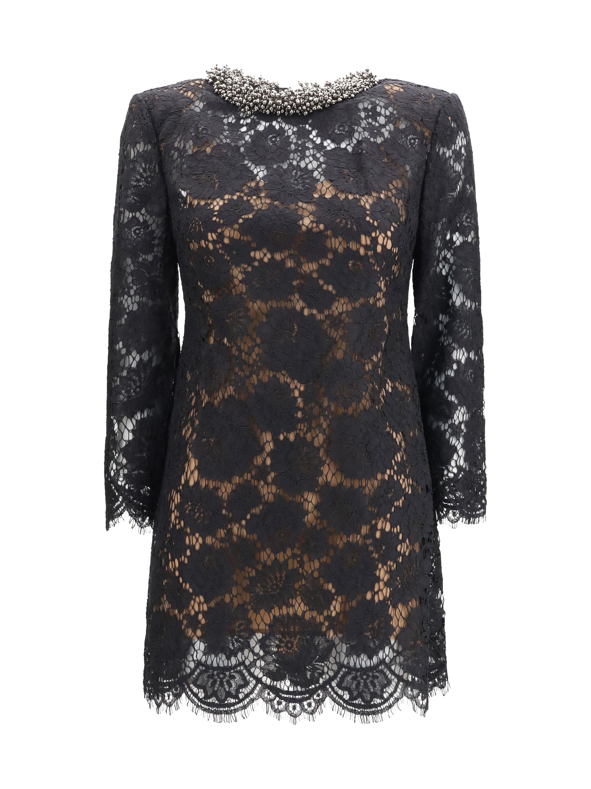 Lace Long Sleeve Dress — Black