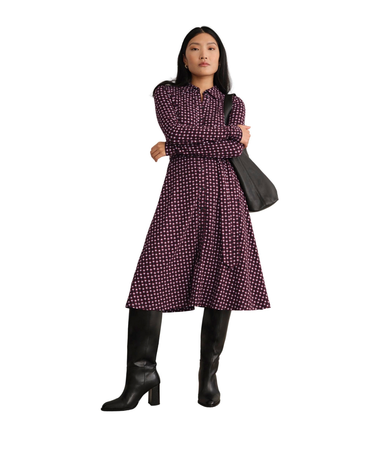 Women's Clarice Printed Midi Dress - Dark Blue