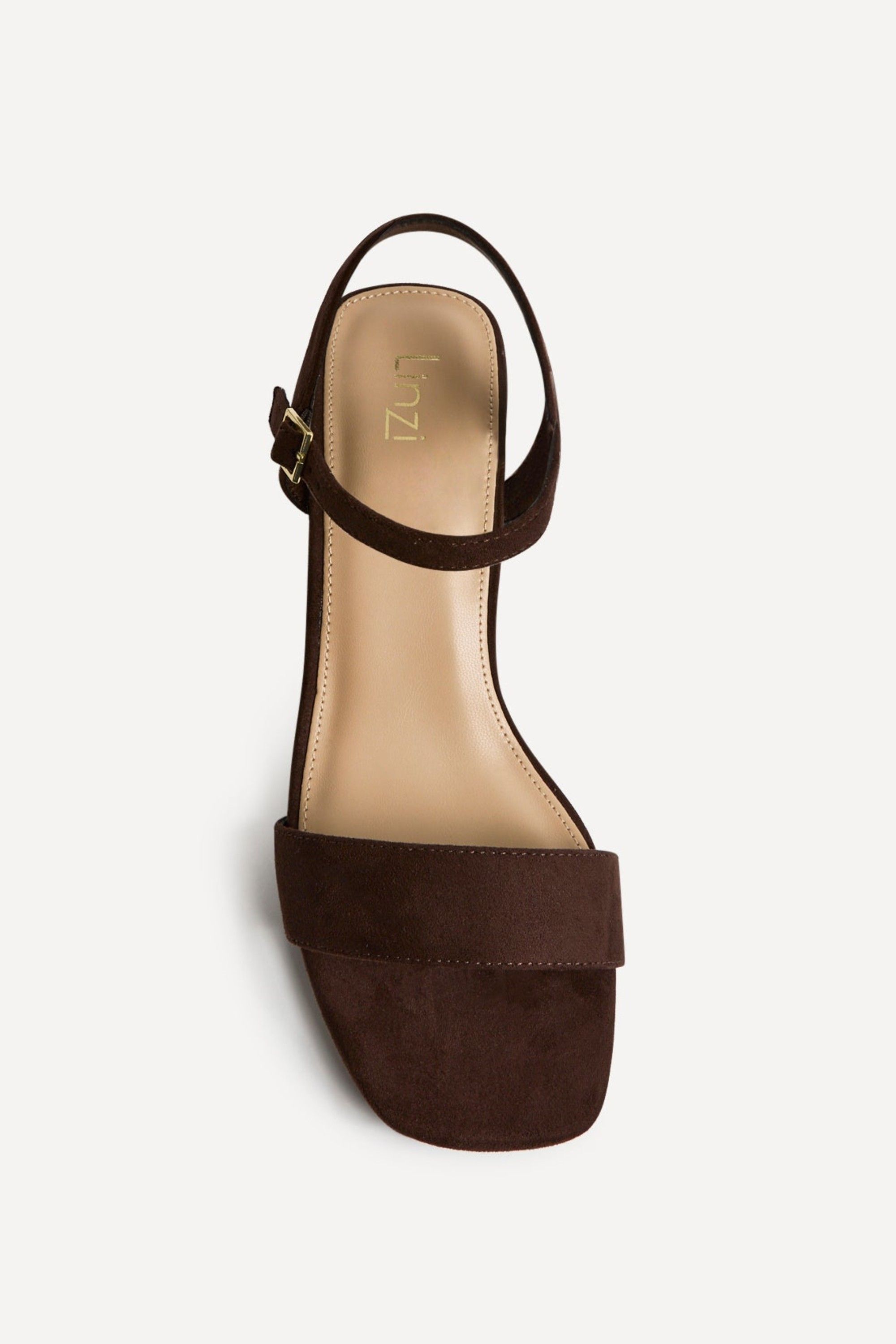 Linzi Women's Darcie Brown Faux Suede Heeled Sandals | : 6/Standard Fit