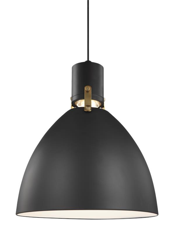 Visual Comfort Studio Brynne Pendant Light in Matte Black And Chrome by Sean Lavin