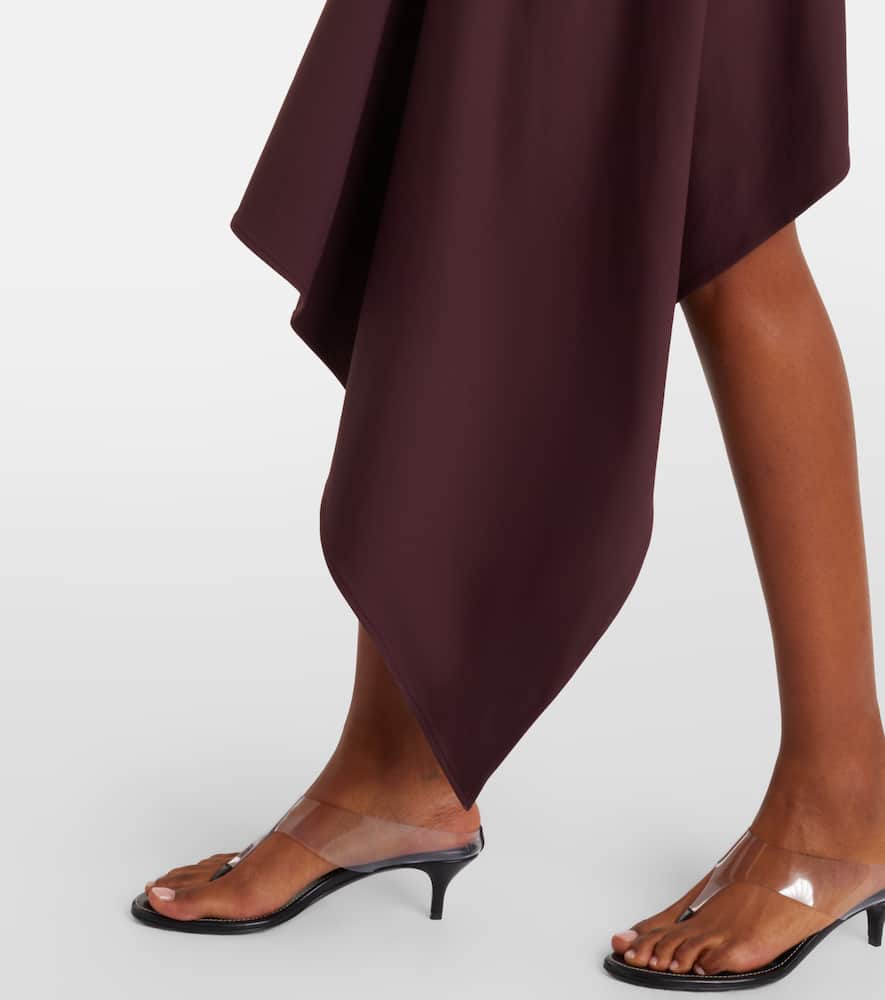 Floral-appliqué draped miniskirt
