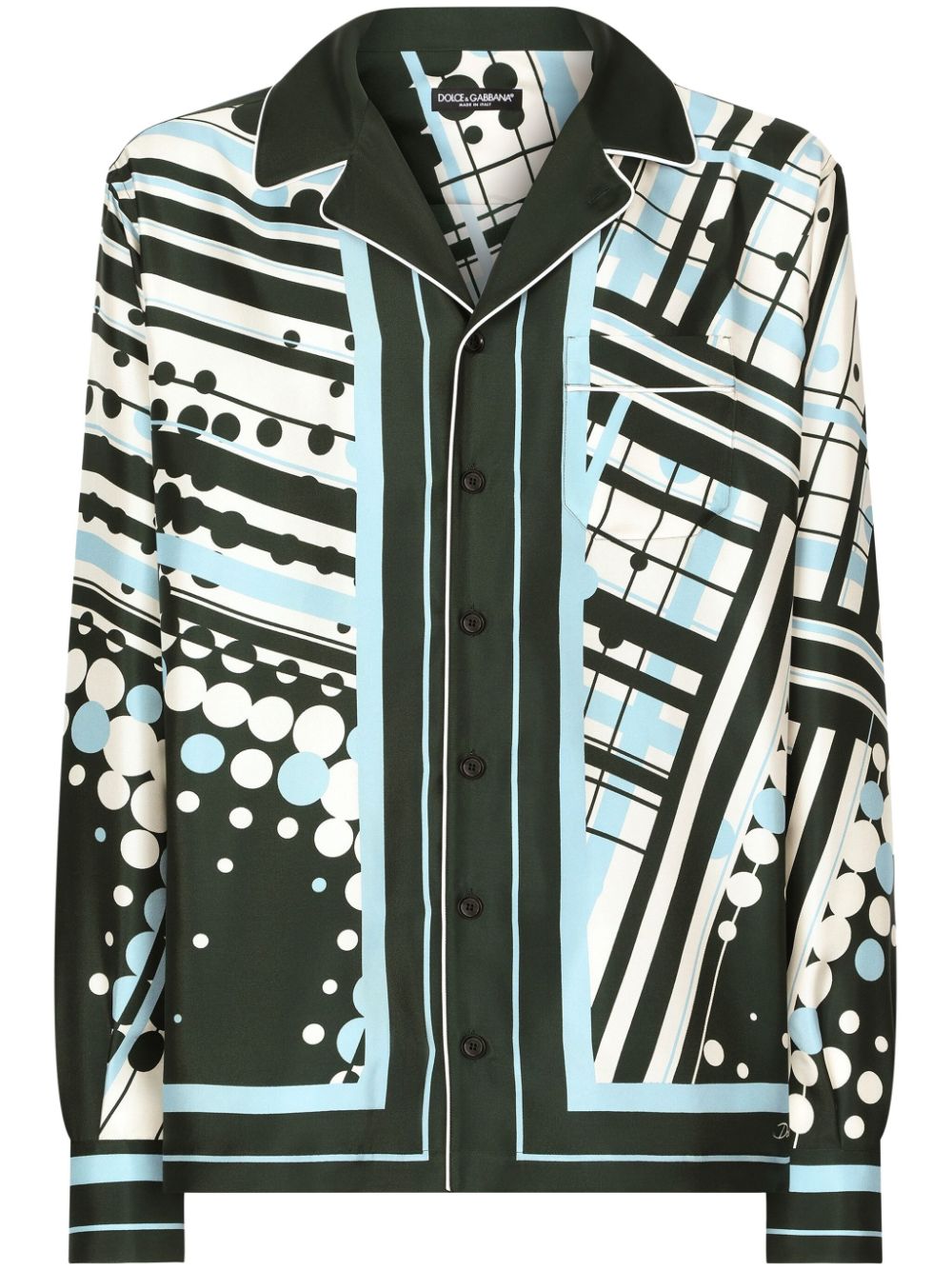 Geometric-print silk shirt - White