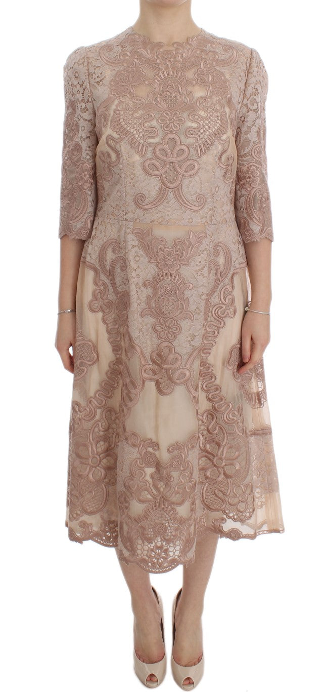 Lace Ricamo Embroidery Dress — Pink