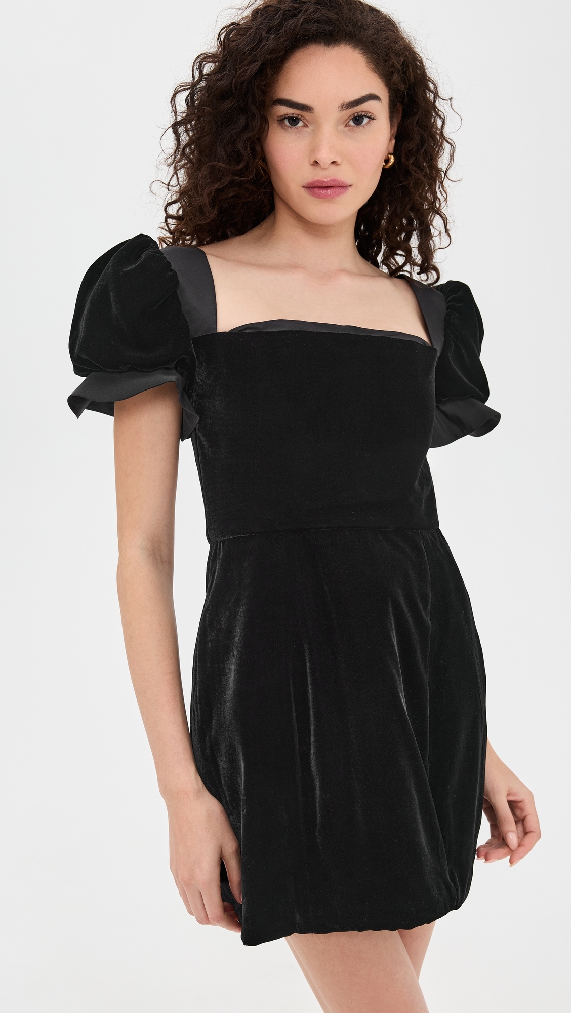 Rose Velvet Mini Dress Black Velvet