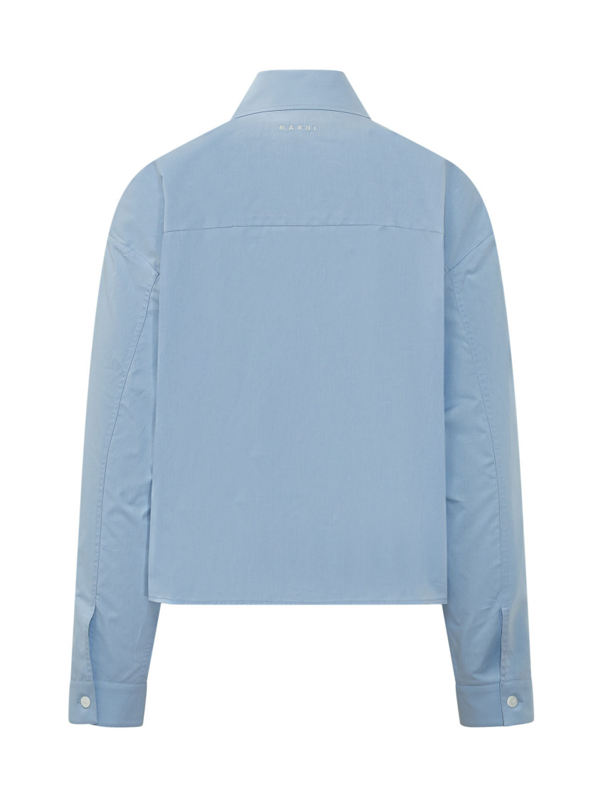 Blue Embroidered Oversized Shirt