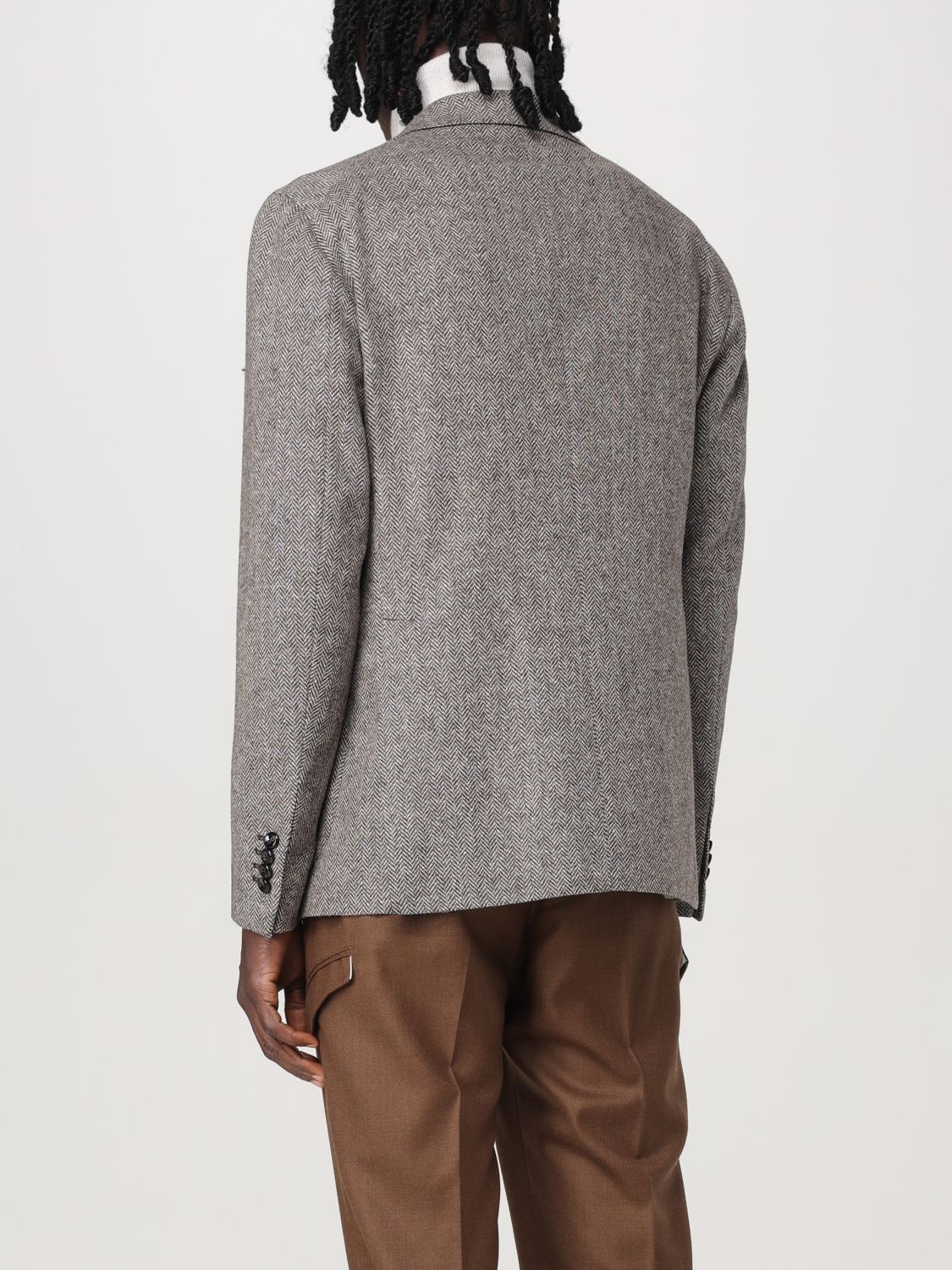 Herringbone-pattern blazer - Brown
