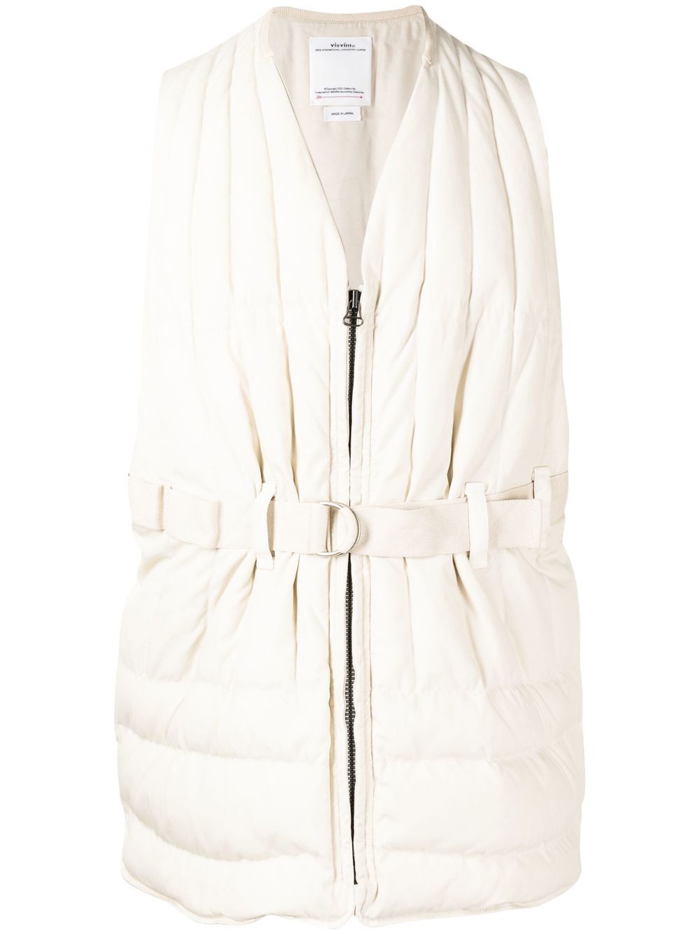Padded belted v-neck gilet