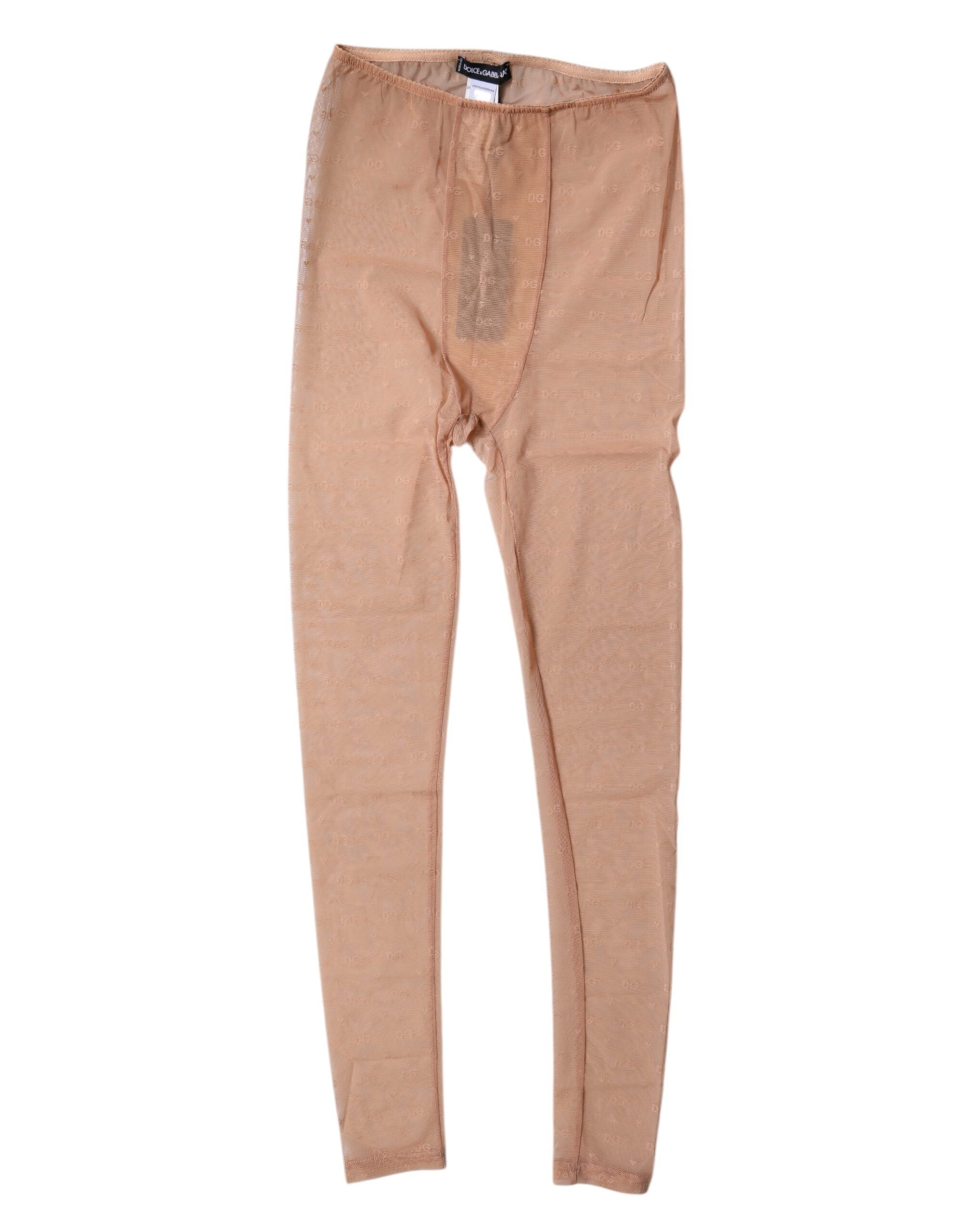 Logo-Lace Leggings — Beige