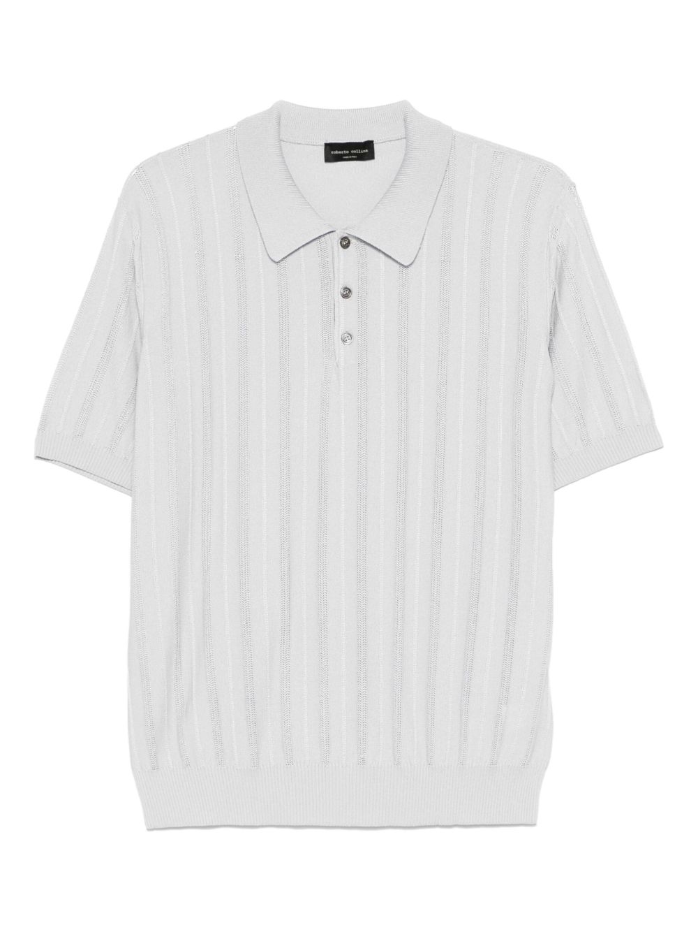 Openwork-knit polo shirt - Grey