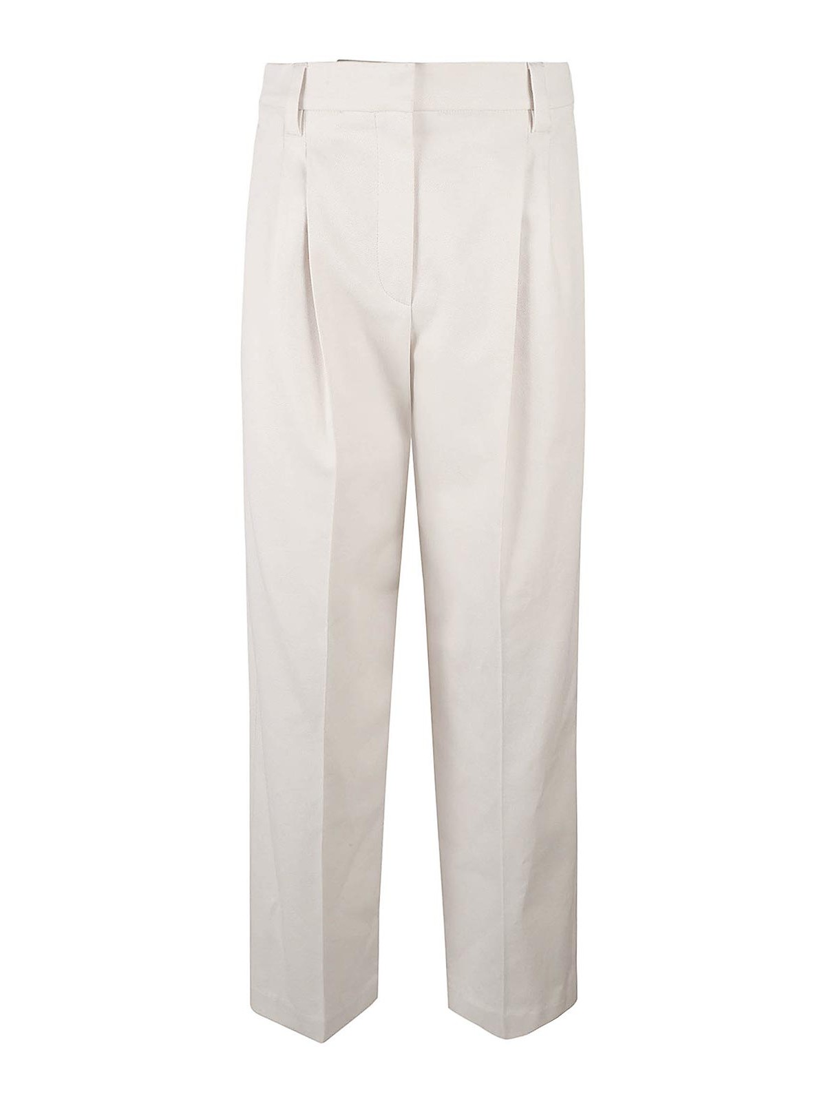 Pleat-detail straight-leg trousers - Neutrals