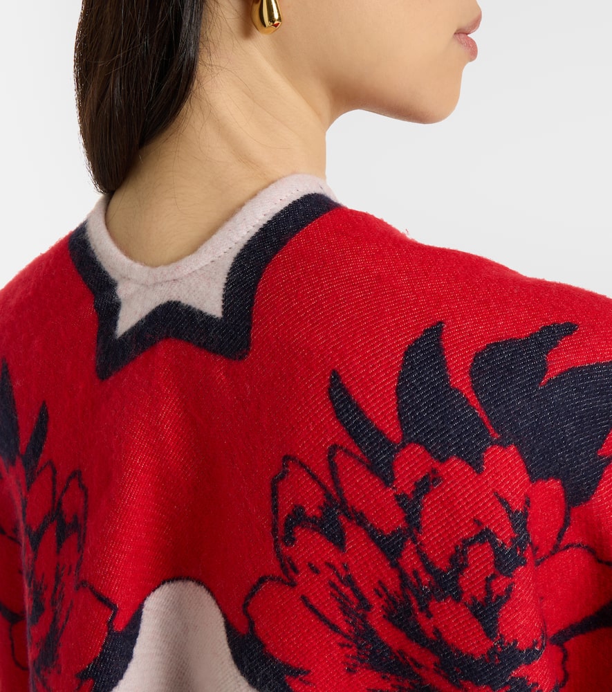 Soul floral wool and silk poncho