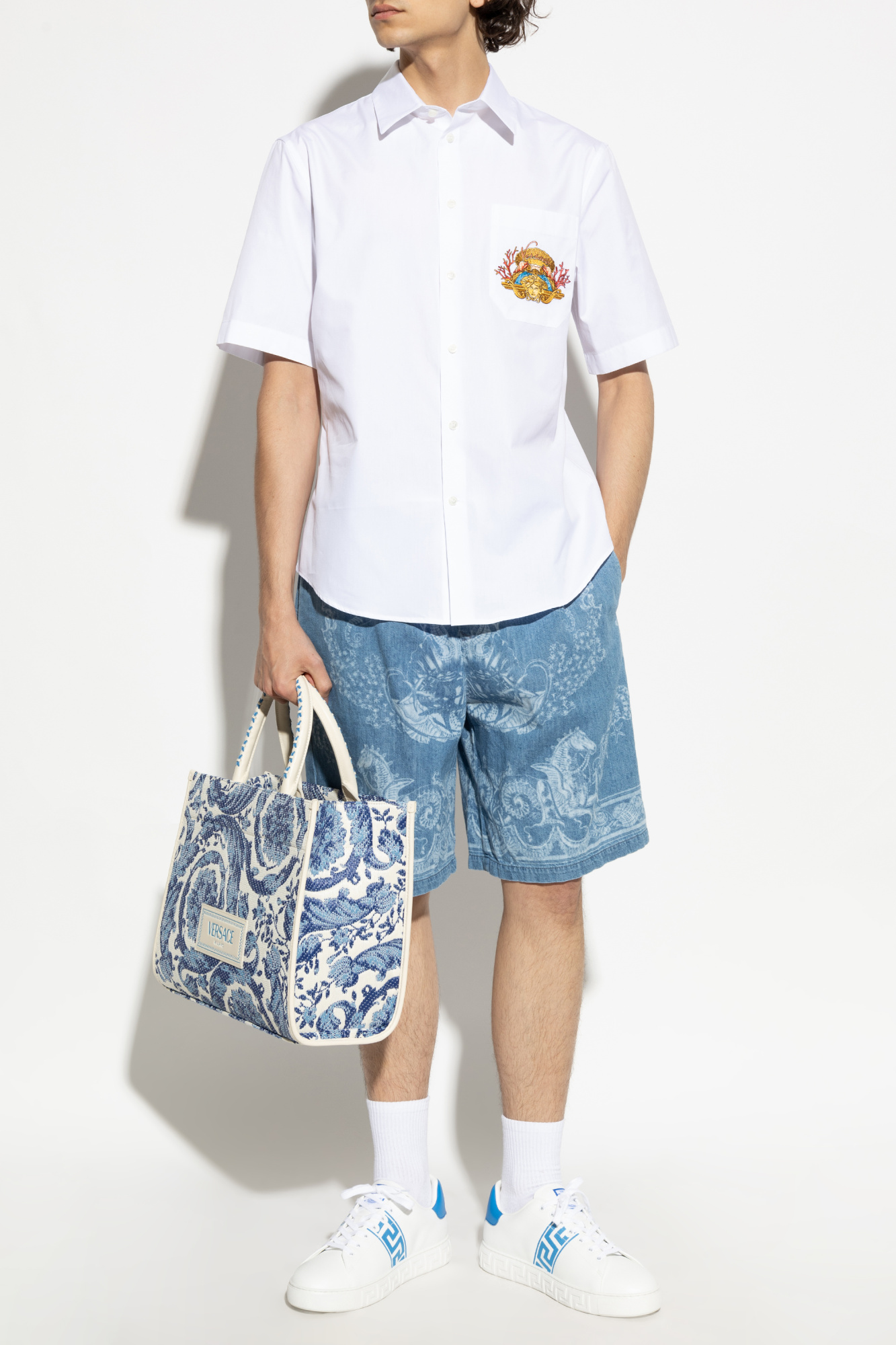 Versace Shirt With A Pocket, Men's, White