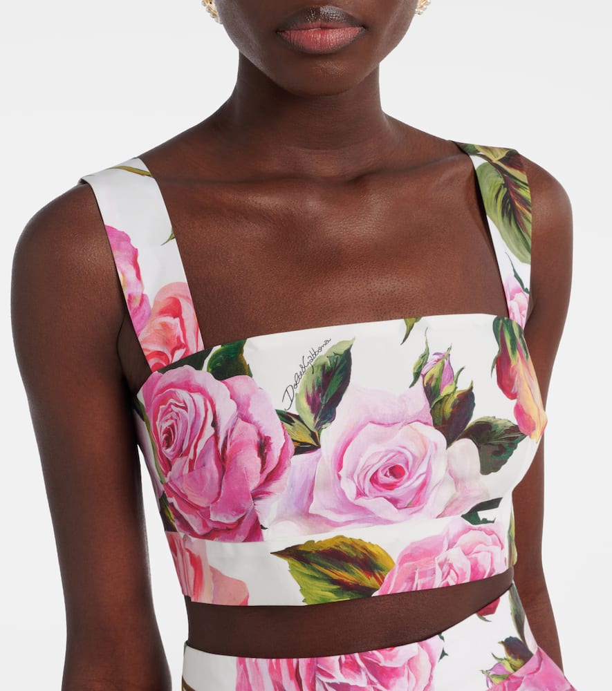 Floral cotton poplin crop top