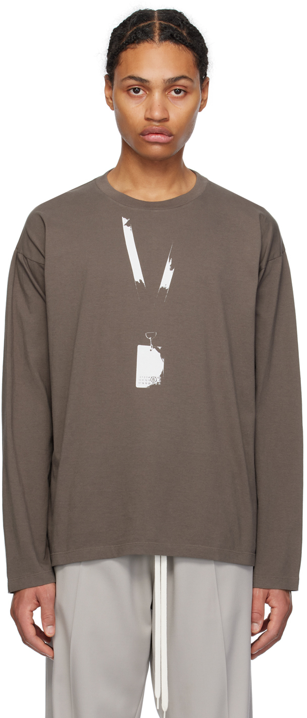 MM6 Maison Margiela トープ Backstage Pass 長袖Tシャツ