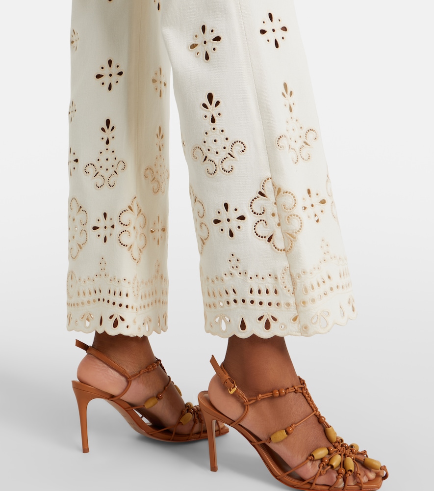 Komi eyelet cotton twill flared pants