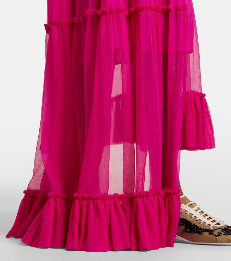 Asymmetric silk muslin skirt
