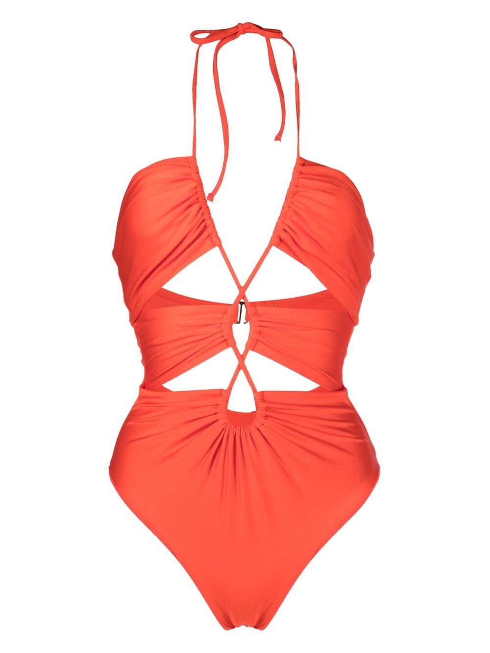 Cut-out plunging V-neck swimsuit - Orange