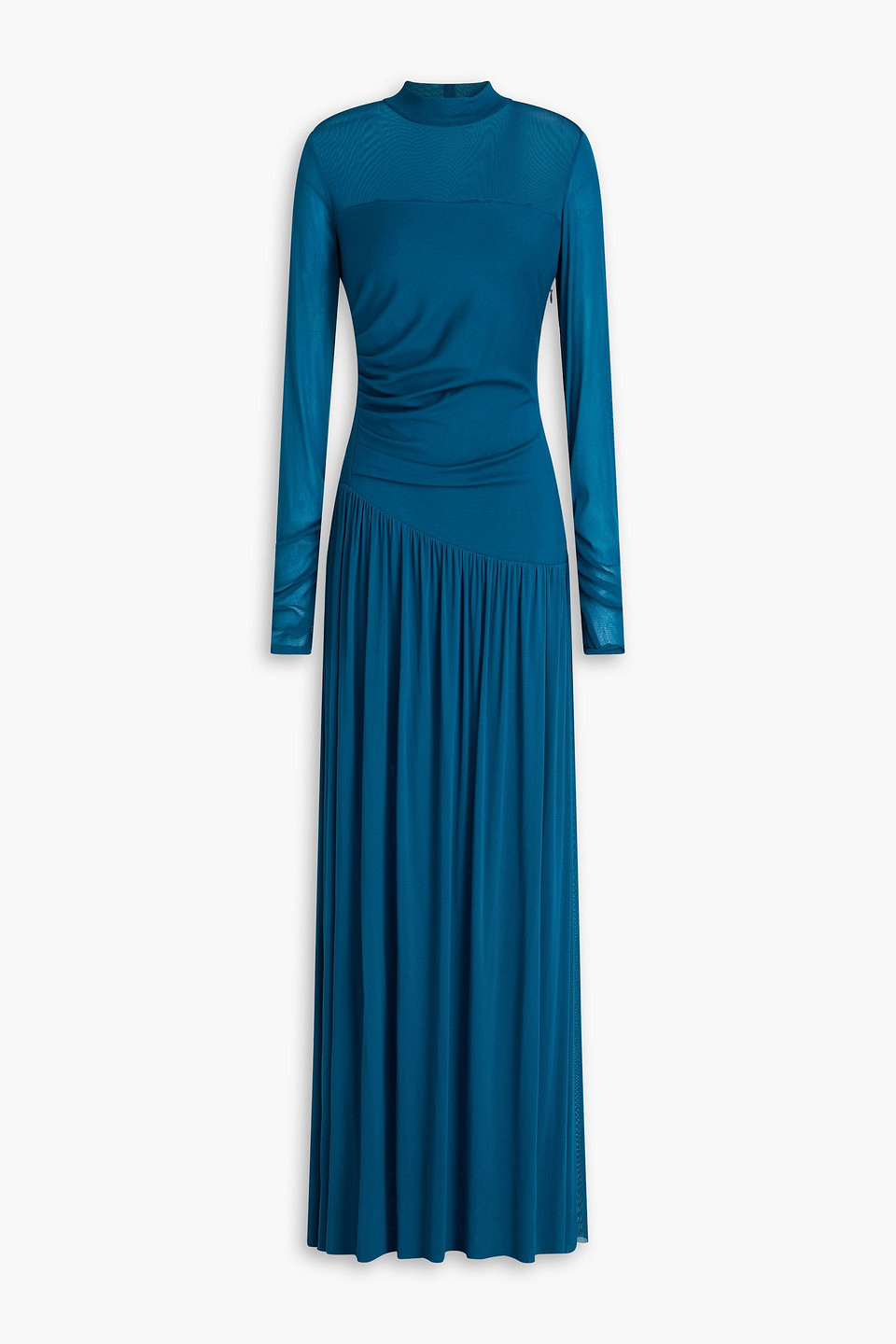 Kirstie mesh-paneled jersey maxi dress - Blue - L