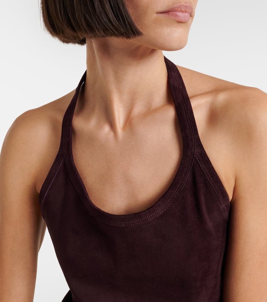 Cherry halterneck suede top