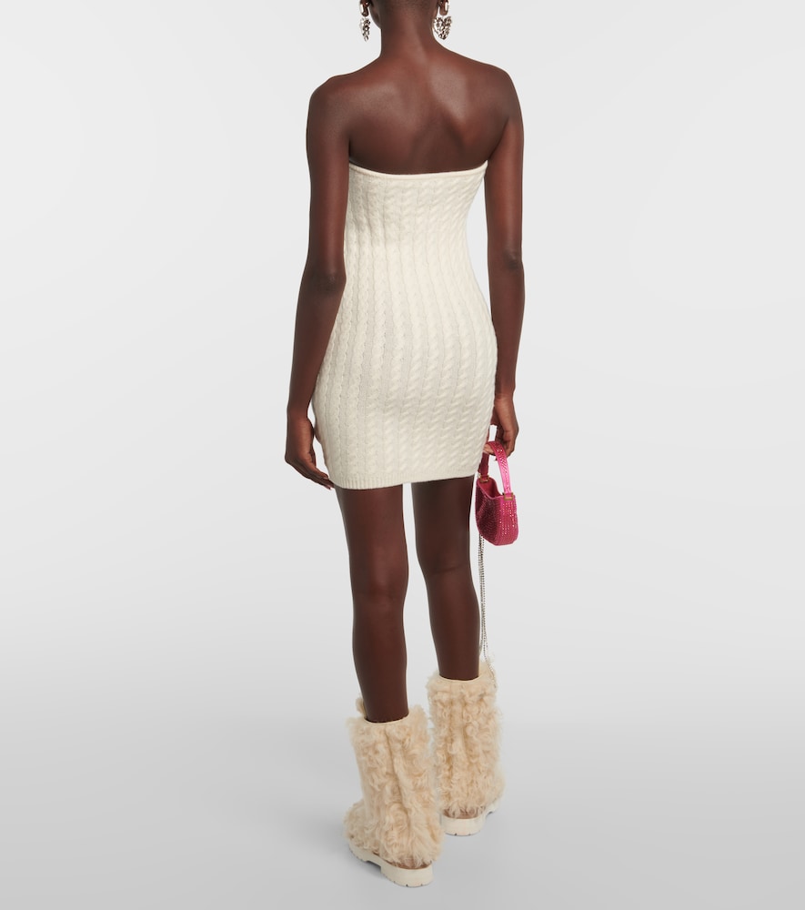 Floral-appliqué strapless minidress