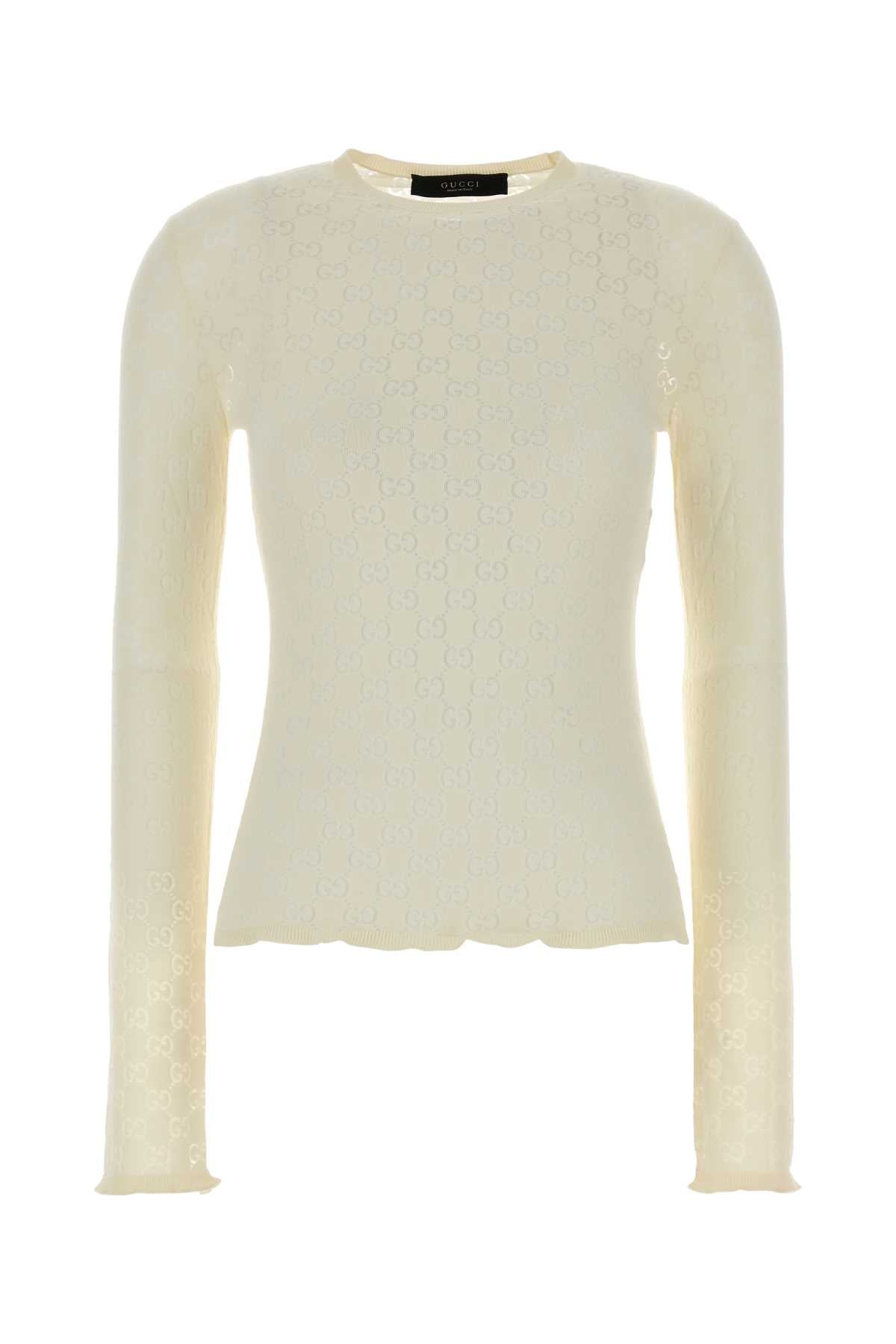 Monogram-Jacquard Knit Sweater — White