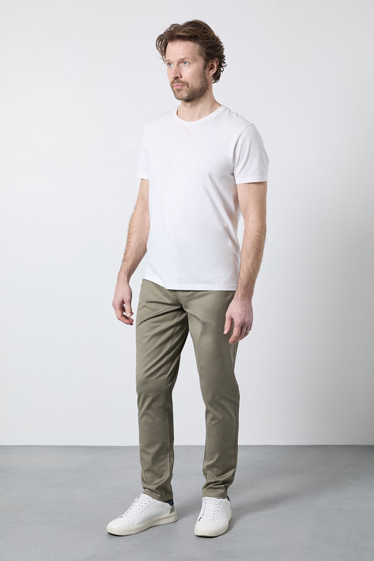 Maine Mens Khaki Smart Cotton Textured Slim Fit Jeans - 40 Regular