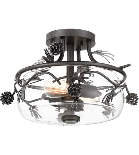 Ponderosa Ridge 3-Light Ceiling Light in Weathered Spruce with Silver Highlight