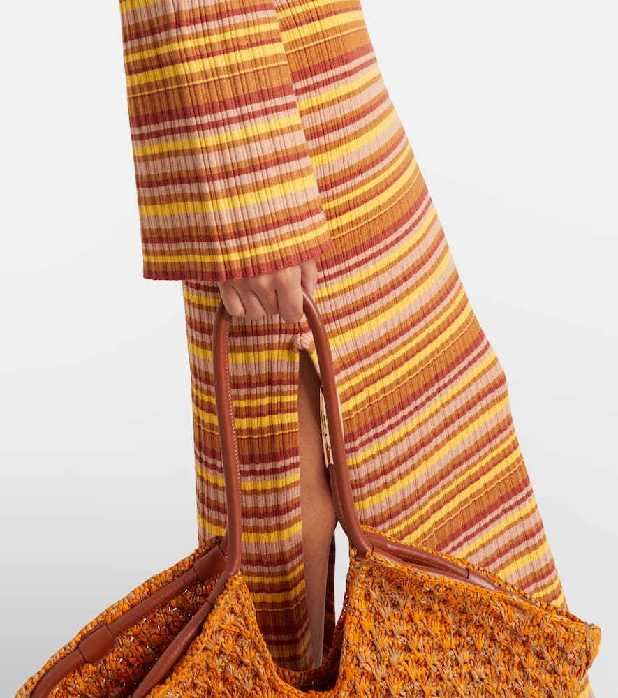 Rey cutout ribbed-knit striped maxi dress
