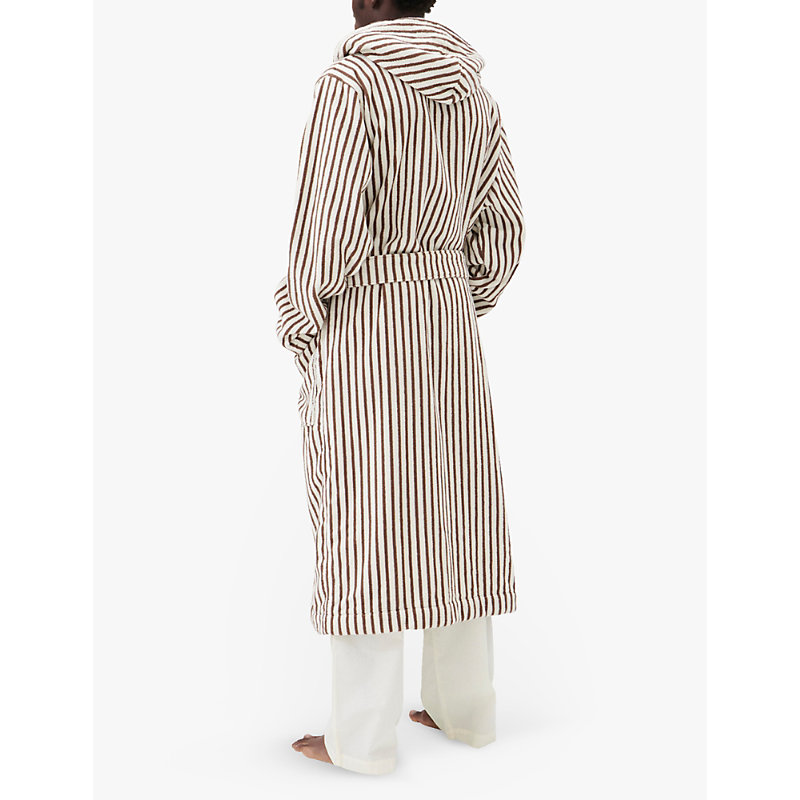 Womens Hooded Striped Organic-Cotton Robe