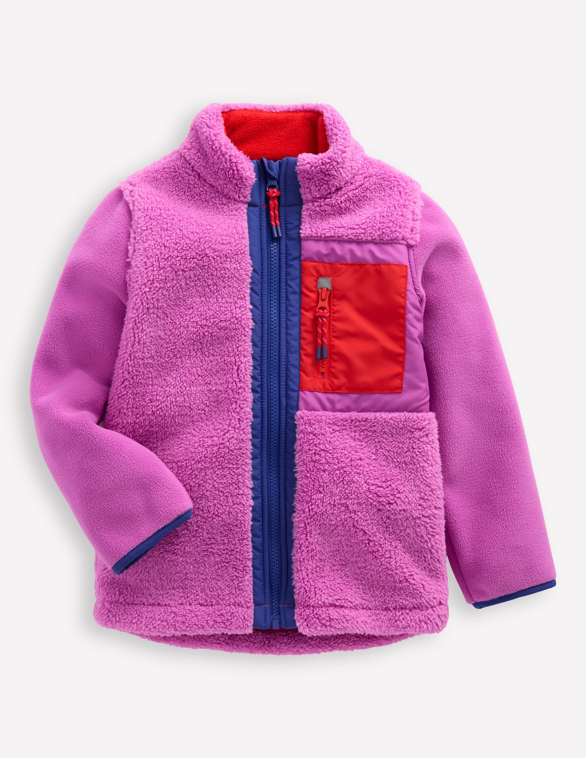Girls Cosy Windproof Fleece Jacket in Purple | Size 5-6 Years