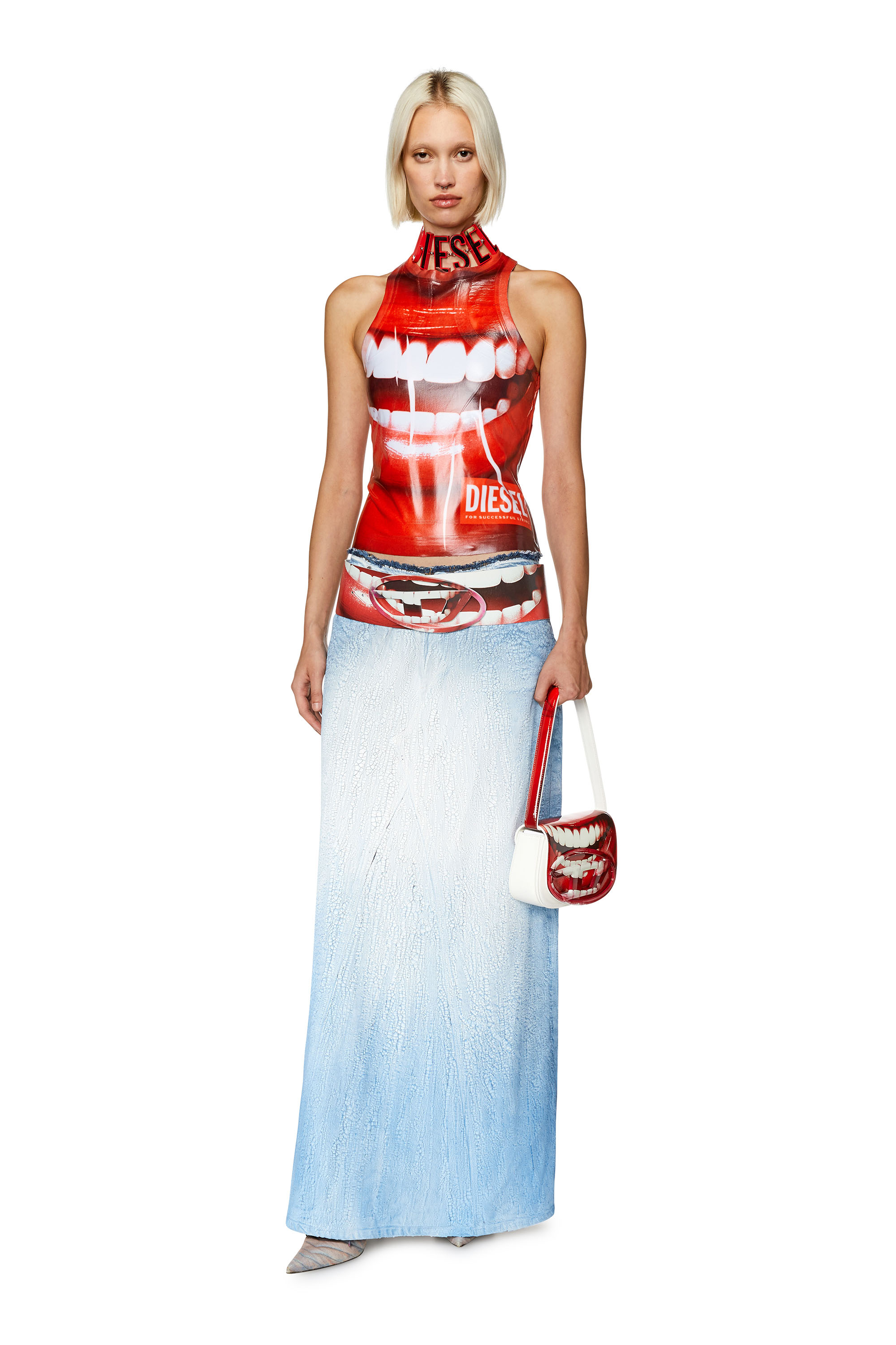 Washed A-line lyocell maxi skirt - Blue