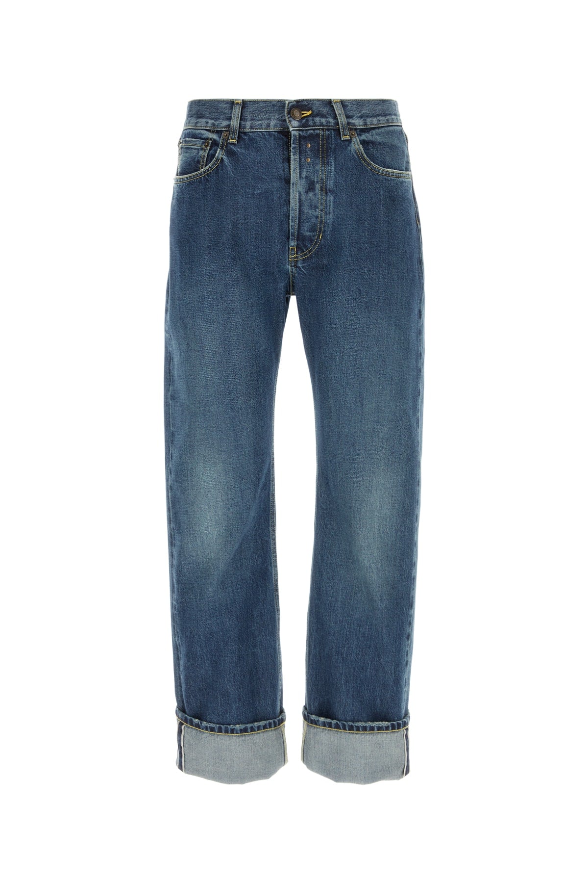 Wide-Leg Cropped Denim Jeans — Blue