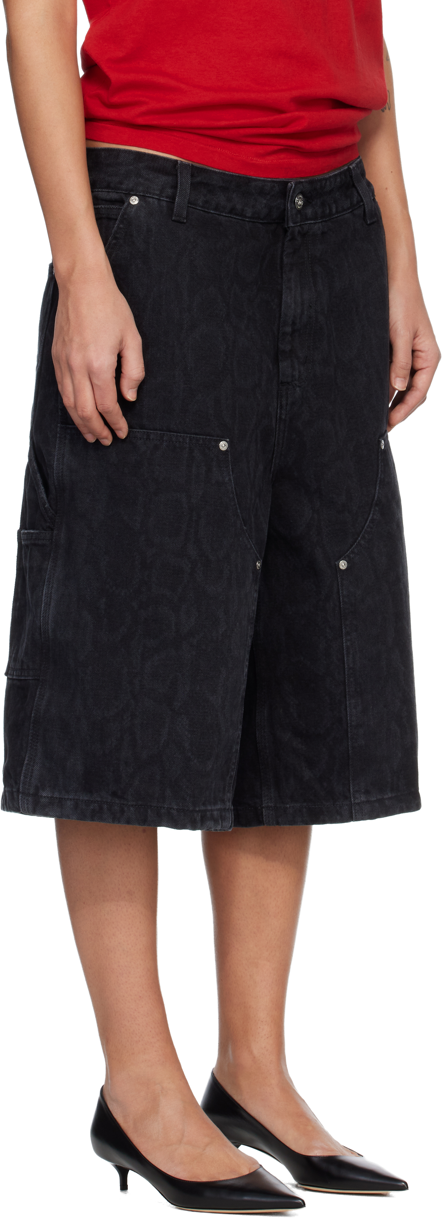 Black Snake Nixon Double Knee Denim Shorts