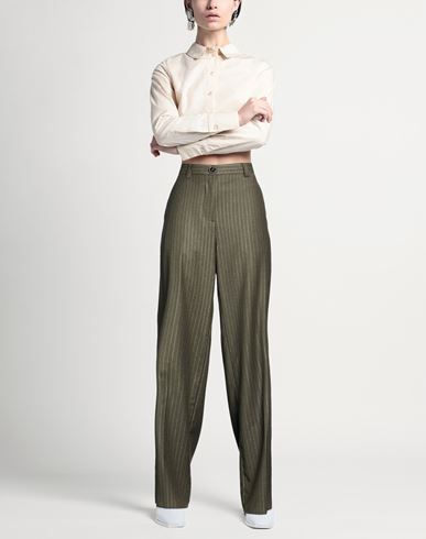 Woman Pants Military green Size 6 Virgin Wool, Elastane