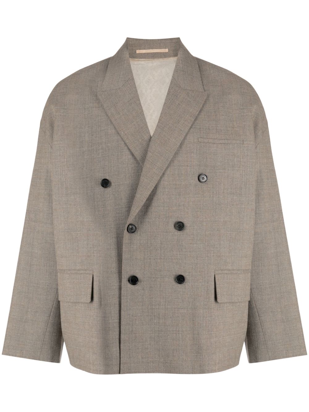Double-breasted wool blazer - Brown