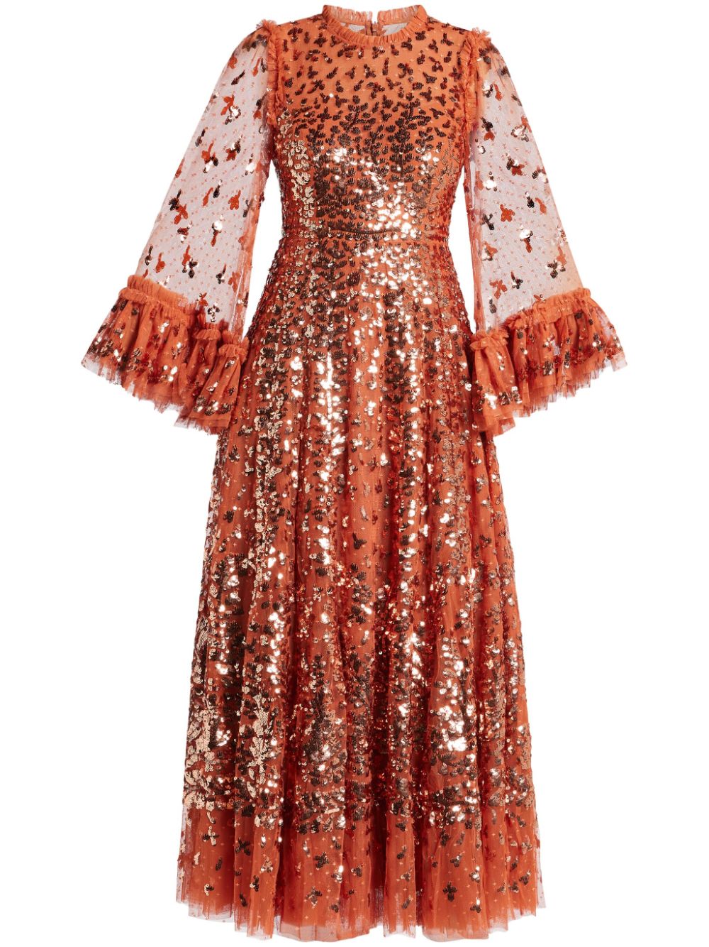 All-over sequin embellished dress - Orange