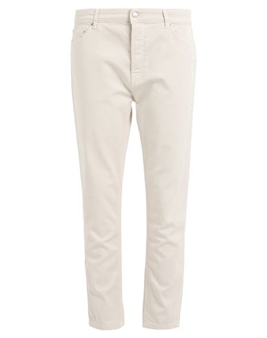 Man Jeans Beige Size 38 Cotton, Rubber