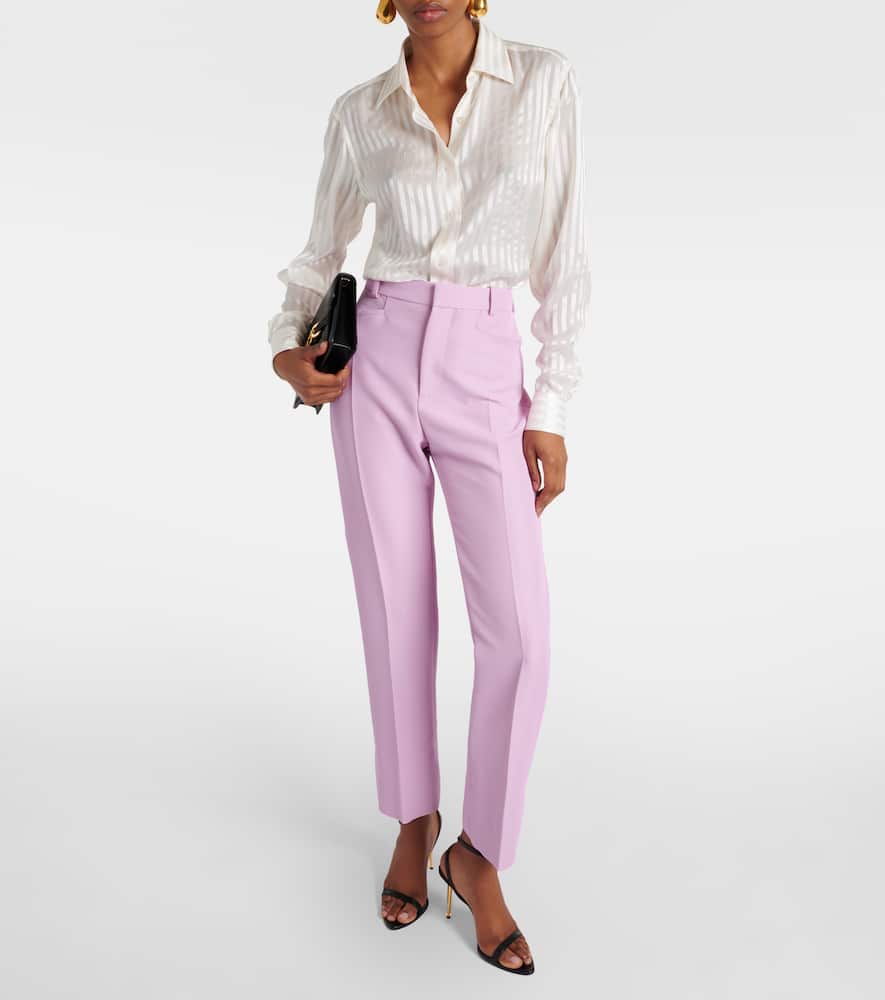 Wool-blend slim pants