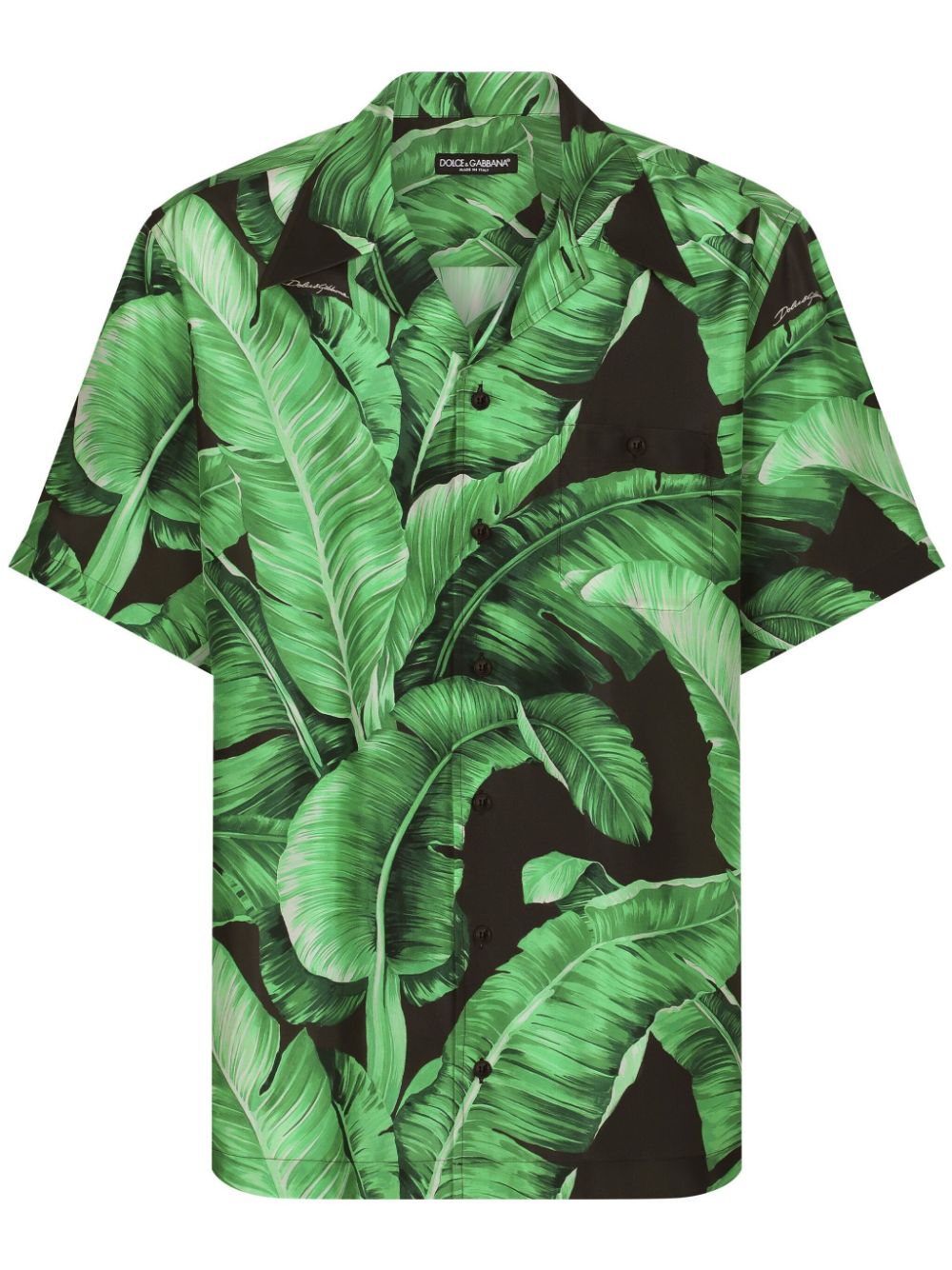 Leaf-print silk shirt - Green