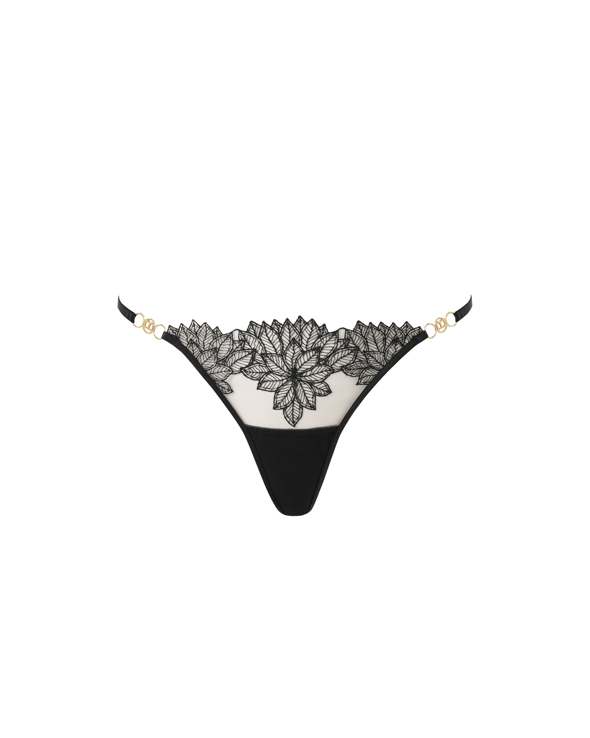 Bluebella Inaya Sheer Floral Thong Black