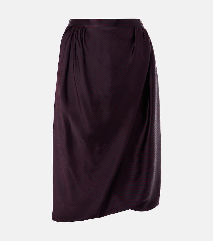 Drunken striped draped checked midi skirt